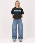 Mockup Boxy Heavyweight Tee Black female full-body 08