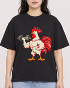 Mockup Boxy Heavyweight Tee Black female close-up 03