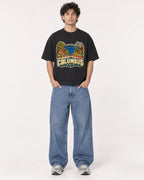 Mockup Boxy Heavyweight Tee Black male full-body 26