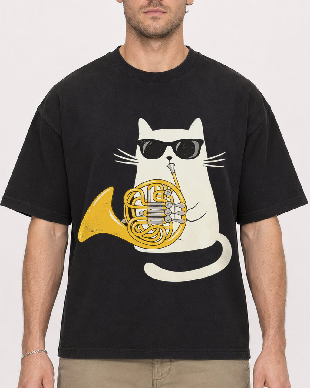 Mockup Boxy Heavyweight Tee Black male close-up 08