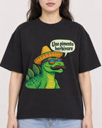 Mockup Boxy Heavyweight Tee Black female close-up 03