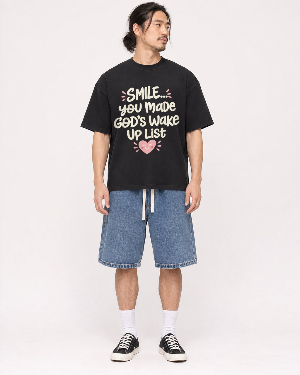 Mockup Boxy Heavyweight Tee Black male full-body 43