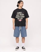 Mockup Boxy Heavyweight Tee Black male full-body 43