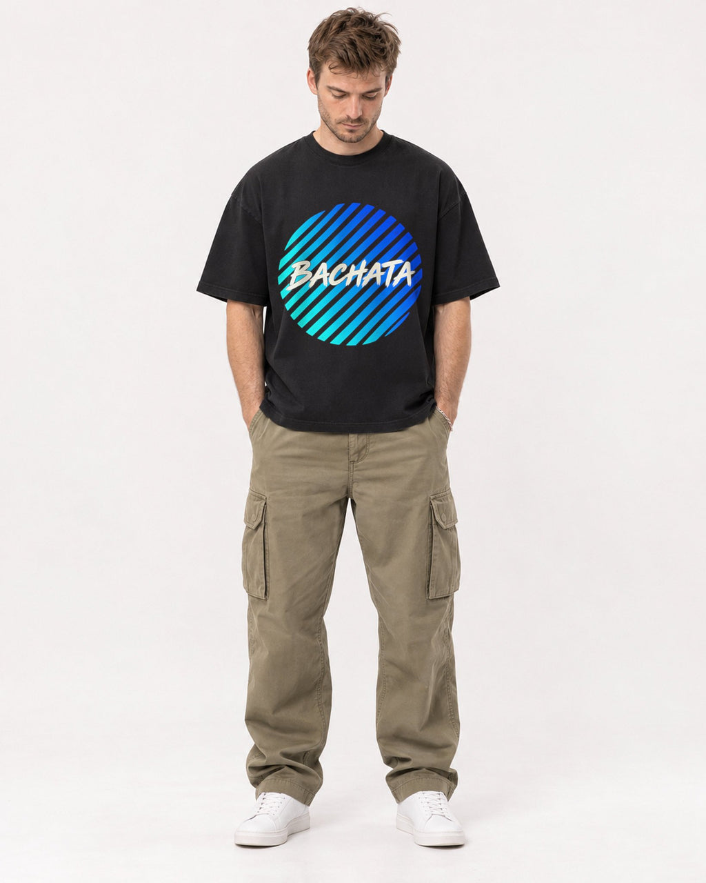 Mockup Boxy Heavyweight Tee Black male full-body 08