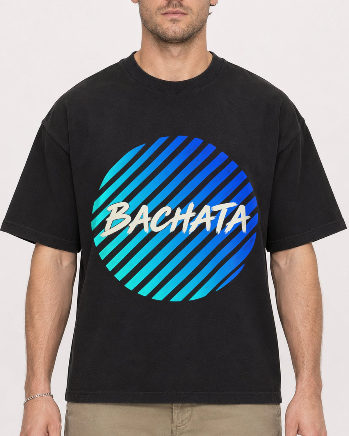 Mockup Boxy Heavyweight Tee Black male close-up 08