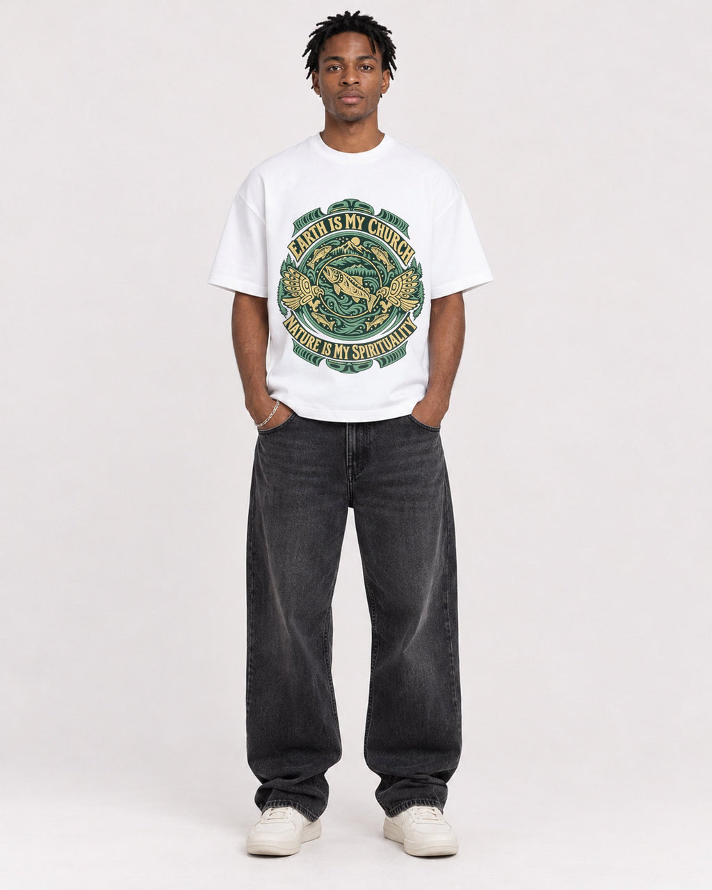 Mockup Boxy Heavyweight Tee White male full-body 05