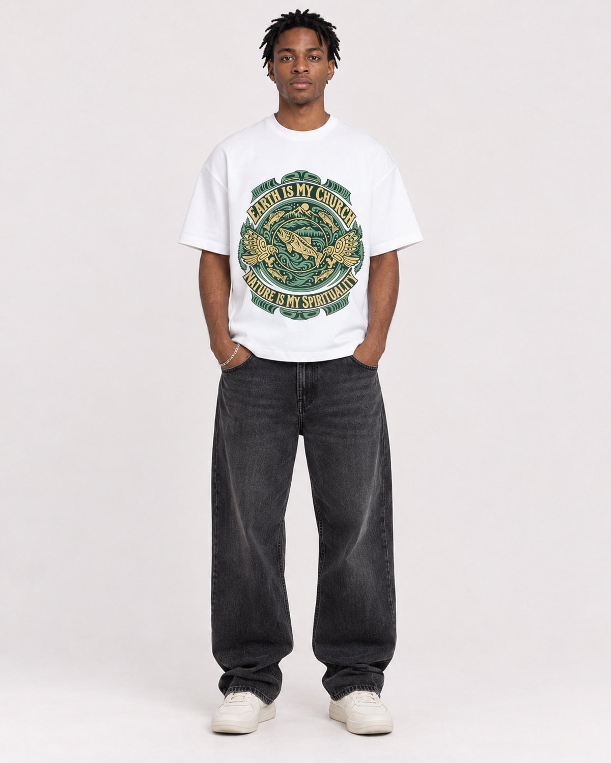 Mockup Boxy Heavyweight Tee White male full-body 05