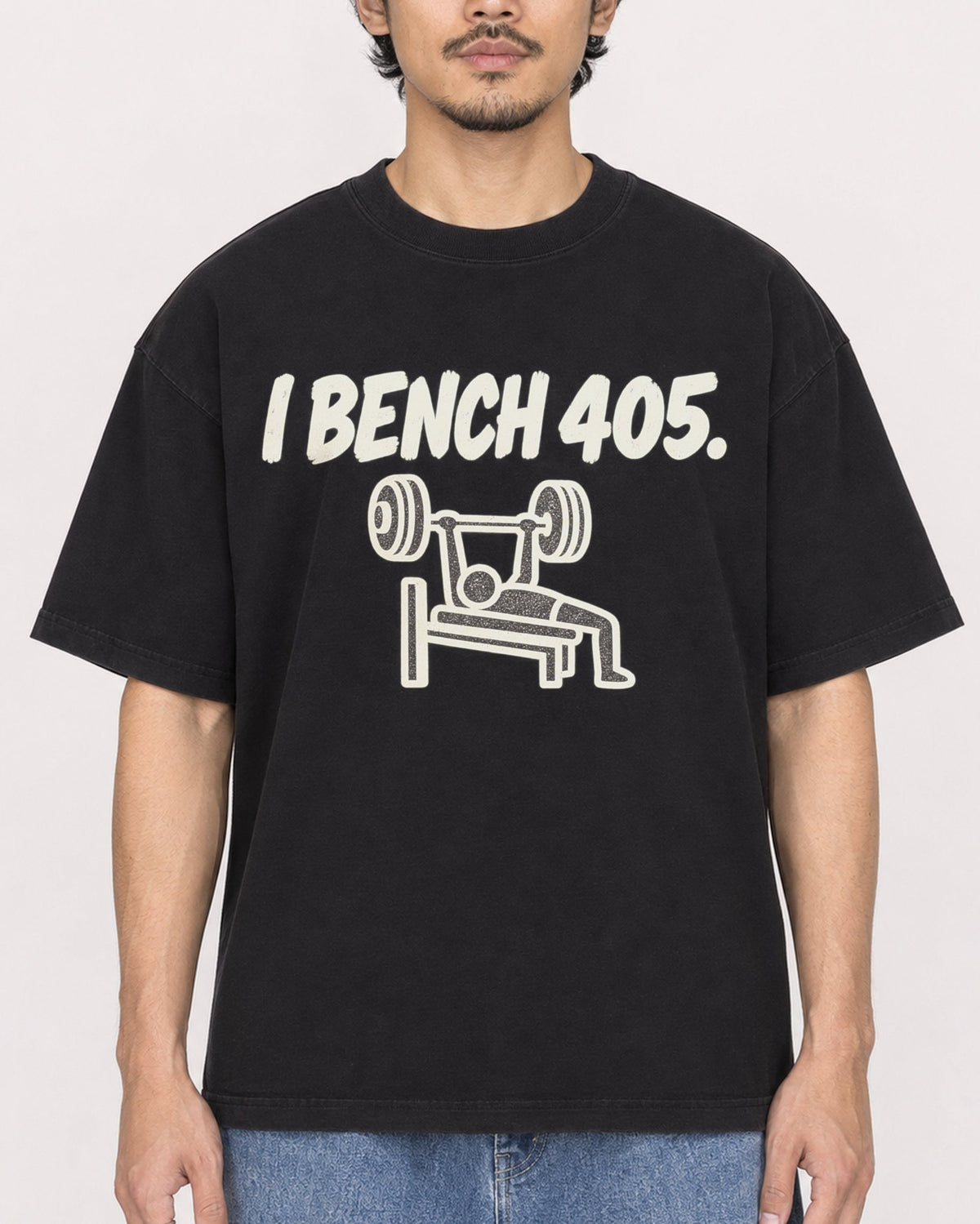 Mockup Boxy Heavyweight Tee Black male close-up 02