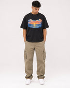 Mockup Boxy Heavyweight Tee Black male full-body 16