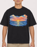 Mockup Boxy Heavyweight Tee Black male close-up 16
