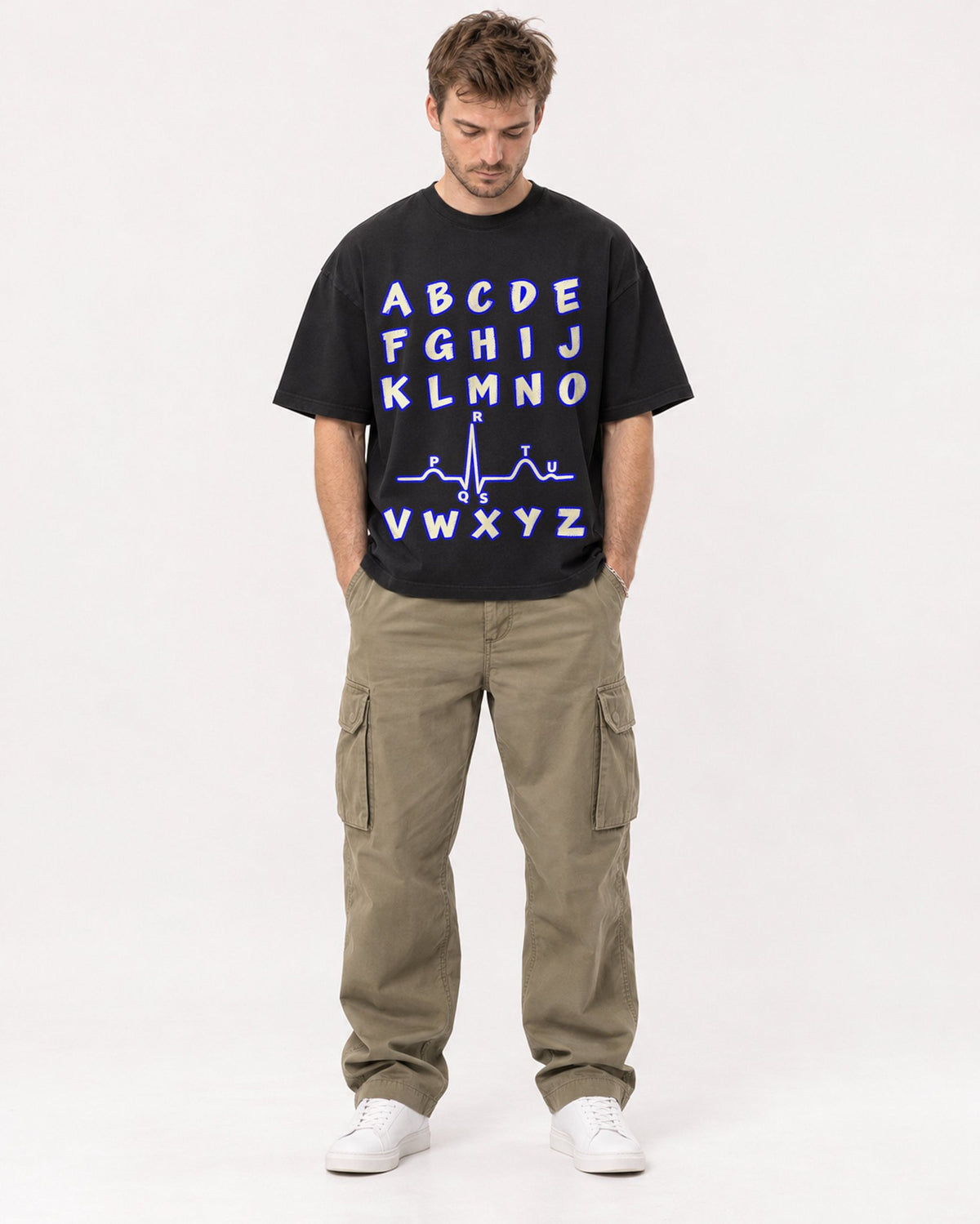 Mockup Boxy Heavyweight Tee Black male full-body 08