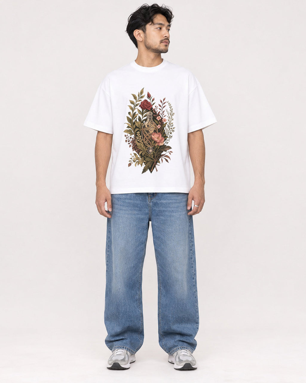 Mockup Boxy Heavyweight Tee White male full-body 02