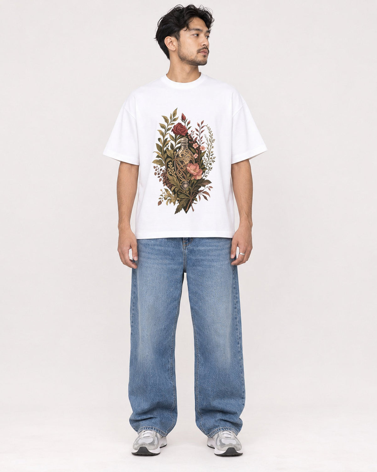Mockup Boxy Heavyweight Tee White male full-body 02