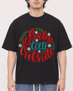 Mockup Boxy Heavyweight Tee Black male close-up 03