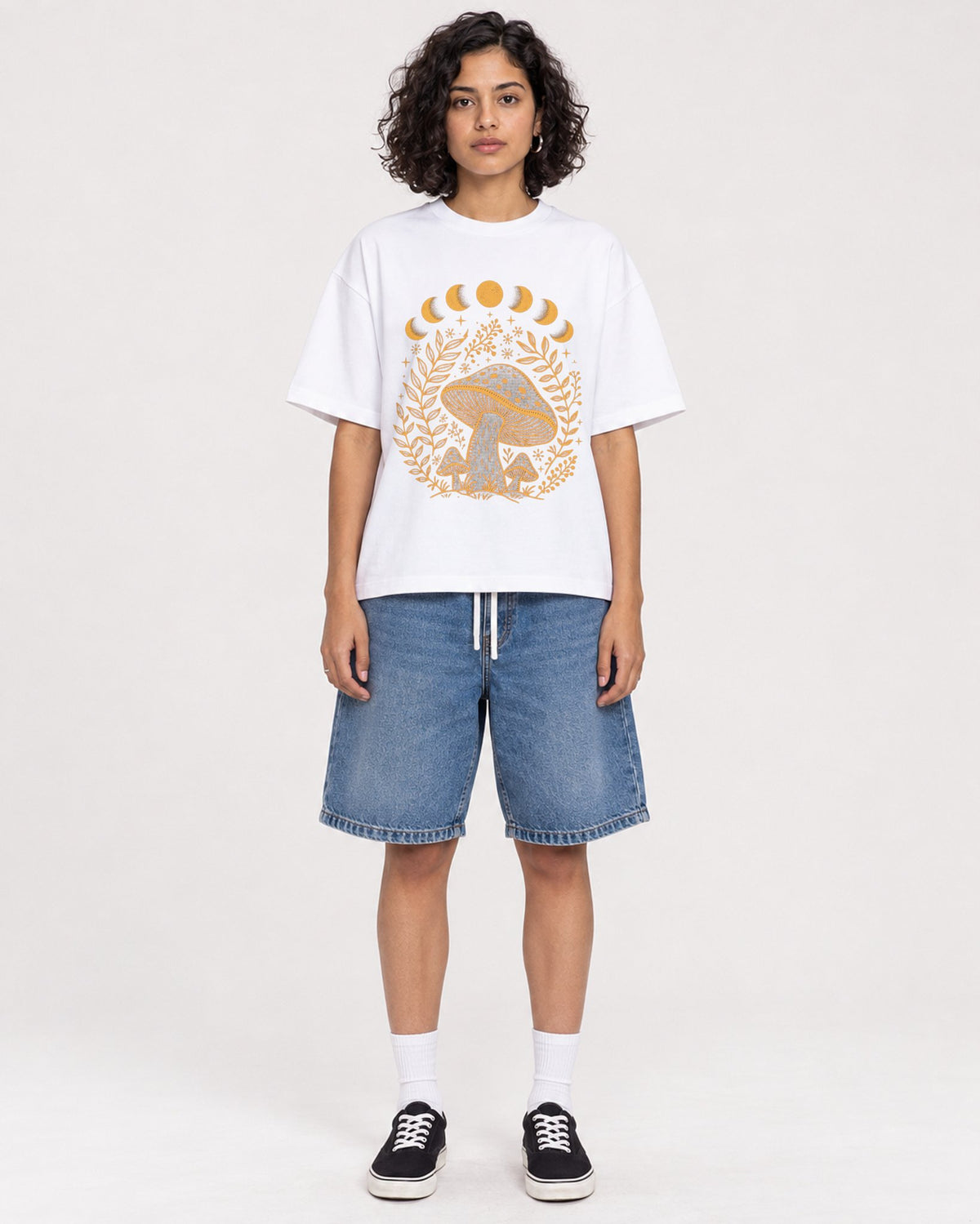 Mockup Boxy Heavyweight Tee White female full-body 26