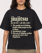 Mockup Boxy Heavyweight Tee Black female close-up 06