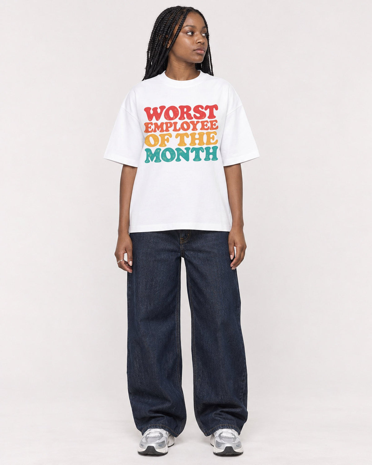 Mockup Boxy Heavyweight Tee White female full-body 04