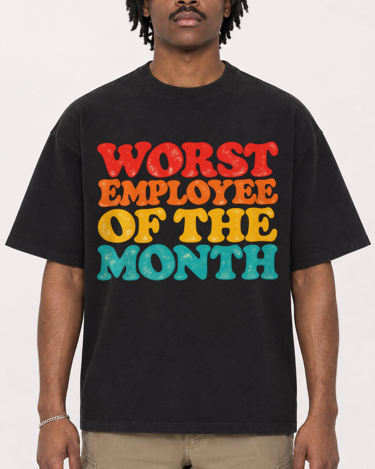 Mockup Boxy Heavyweight Tee Black male close-up 04