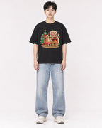 Mockup Boxy Heavyweight Tee Black male full-body 01
