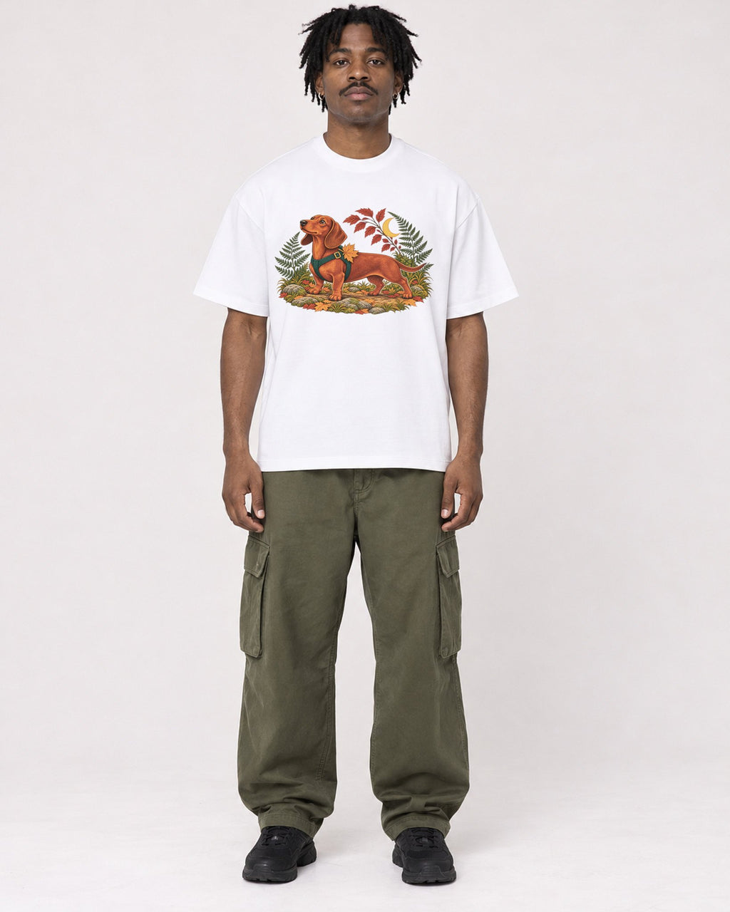 Mockup Boxy Heavyweight Tee White male full-body 04