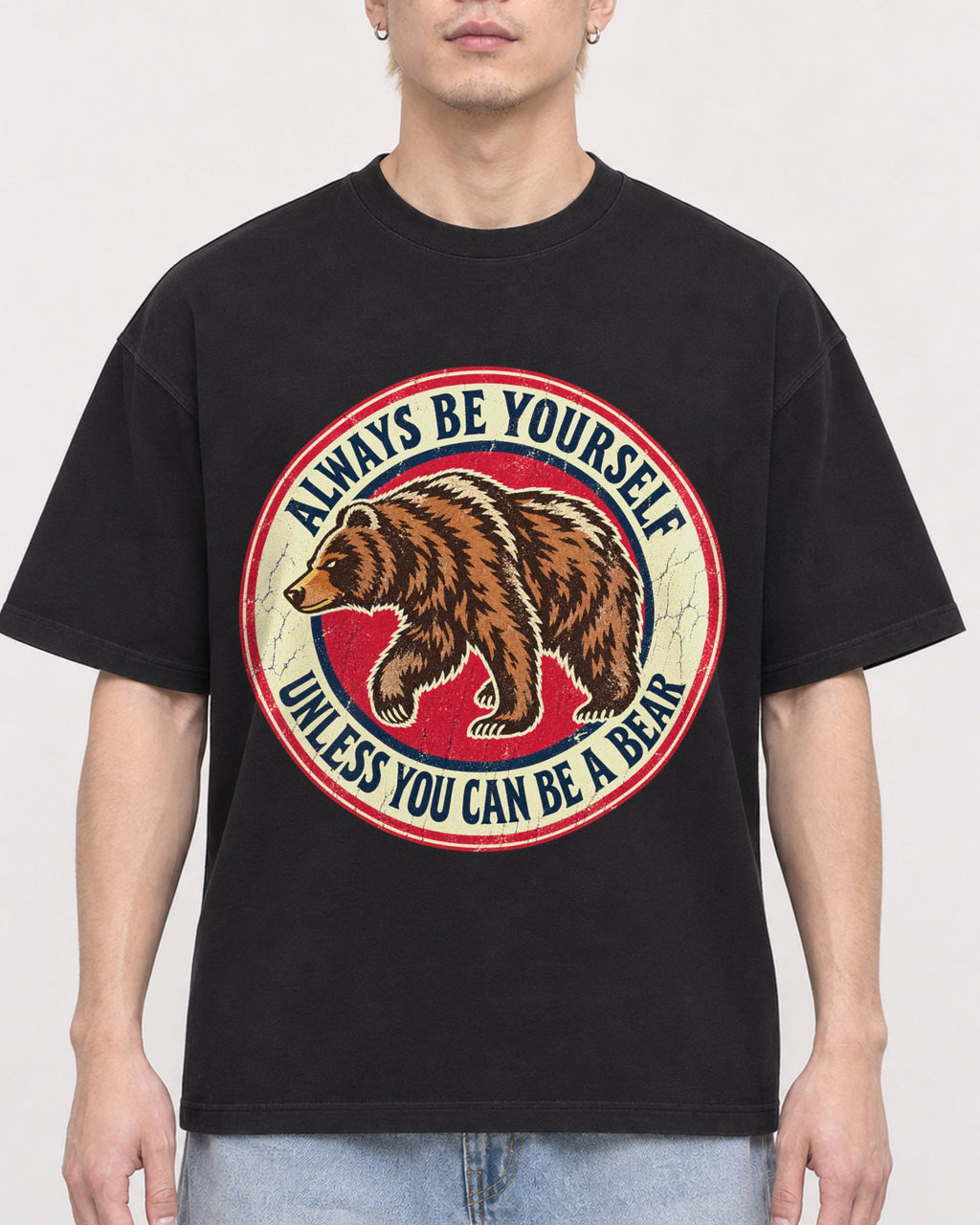 Mockup Boxy Heavyweight Tee Black male close-up 33