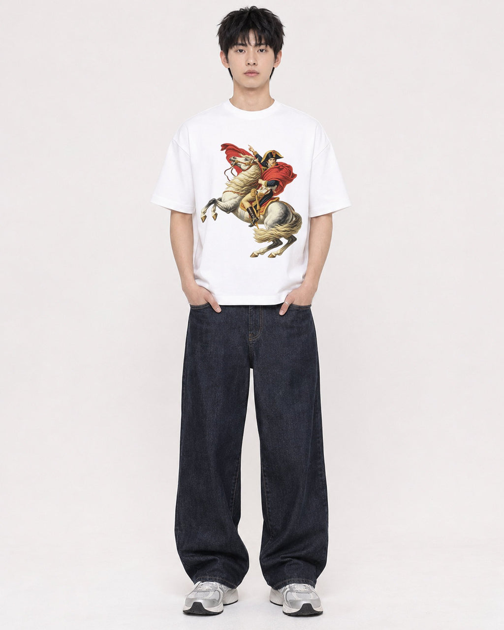 Mockup Boxy Heavyweight Tee White male full-body 01