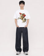 Mockup Boxy Heavyweight Tee White male full-body 01