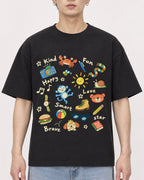 Mockup Boxy Heavyweight Tee Black male close-up 01