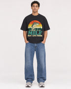 Mockup Boxy Heavyweight Tee Black male full-body 10