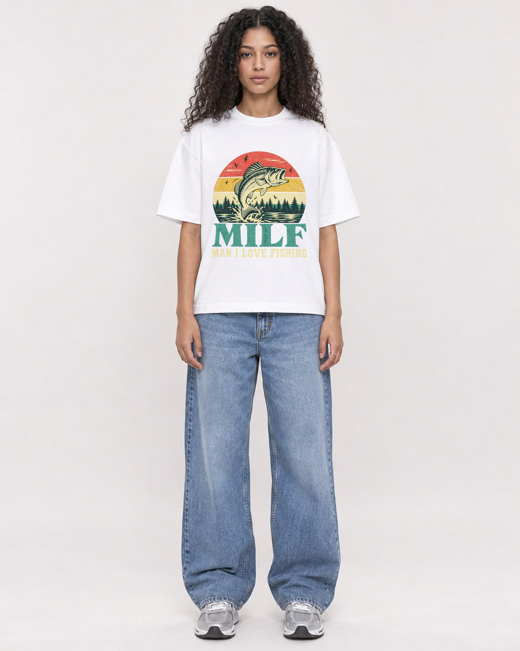 Mockup Boxy Heavyweight Tee White female full-body 10