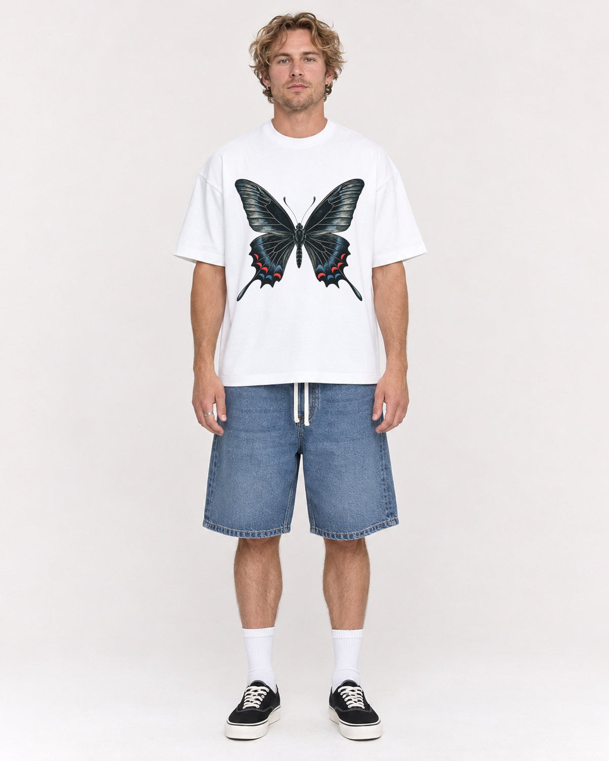 Mockup Boxy Heavyweight Tee White male full-body 28
