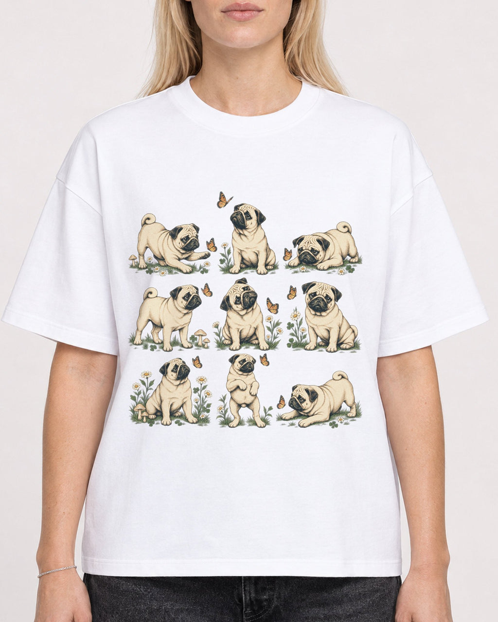 Mockup Boxy Heavyweight Tee White female close-up 08