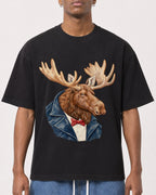 Mockup Boxy Heavyweight Tee Black male close-up 15