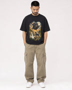 Mockup Boxy Heavyweight Tee Black male full-body 32