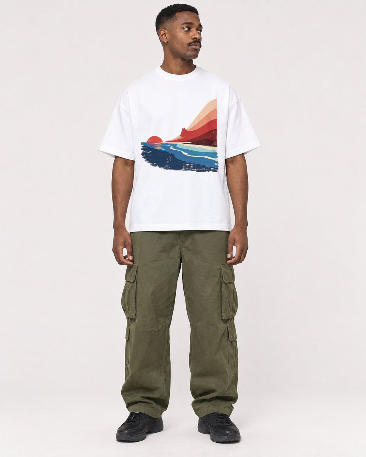 Mockup Boxy Heavyweight Tee White male full-body 14
