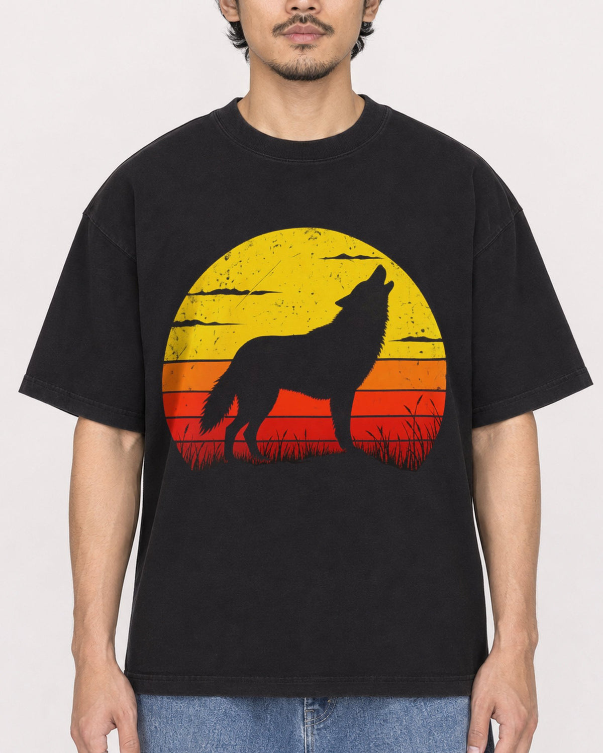 Mockup Boxy Heavyweight Tee Black male close-up 02