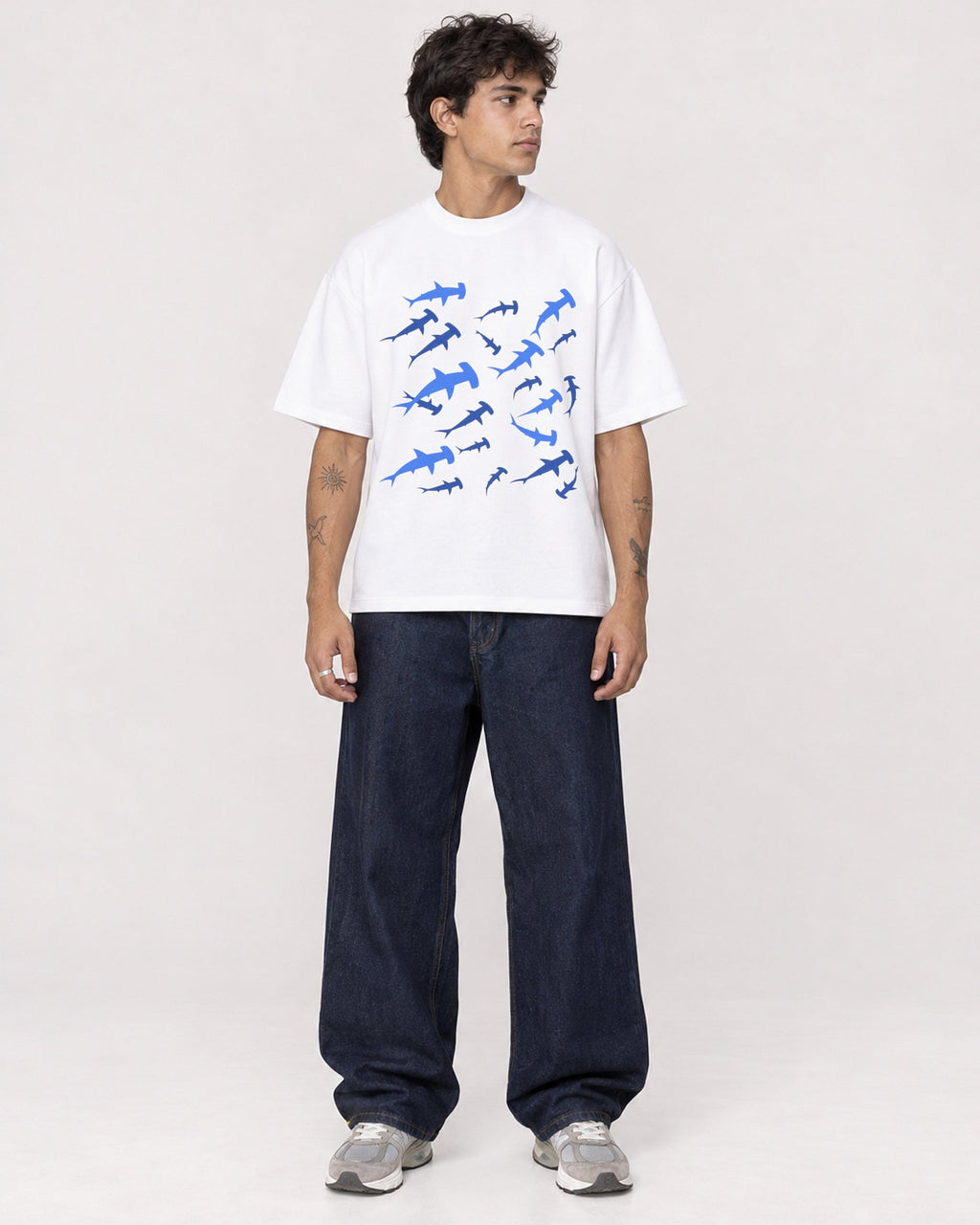 Mockup Boxy Heavyweight Tee White male full-body 06