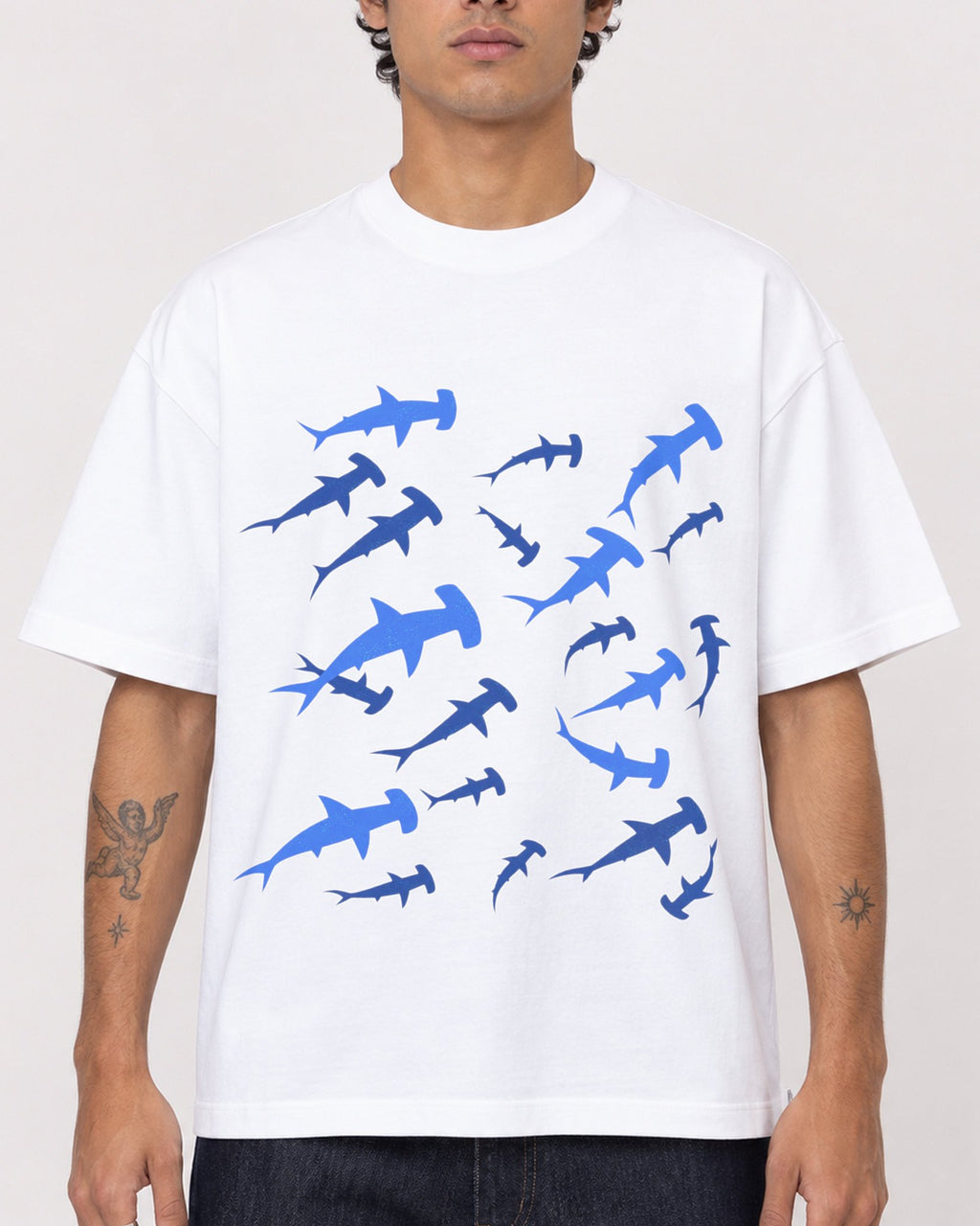 Mockup Boxy Heavyweight Tee White male close-up 06