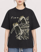 Mockup Boxy Heavyweight Tee Black female close-up 21