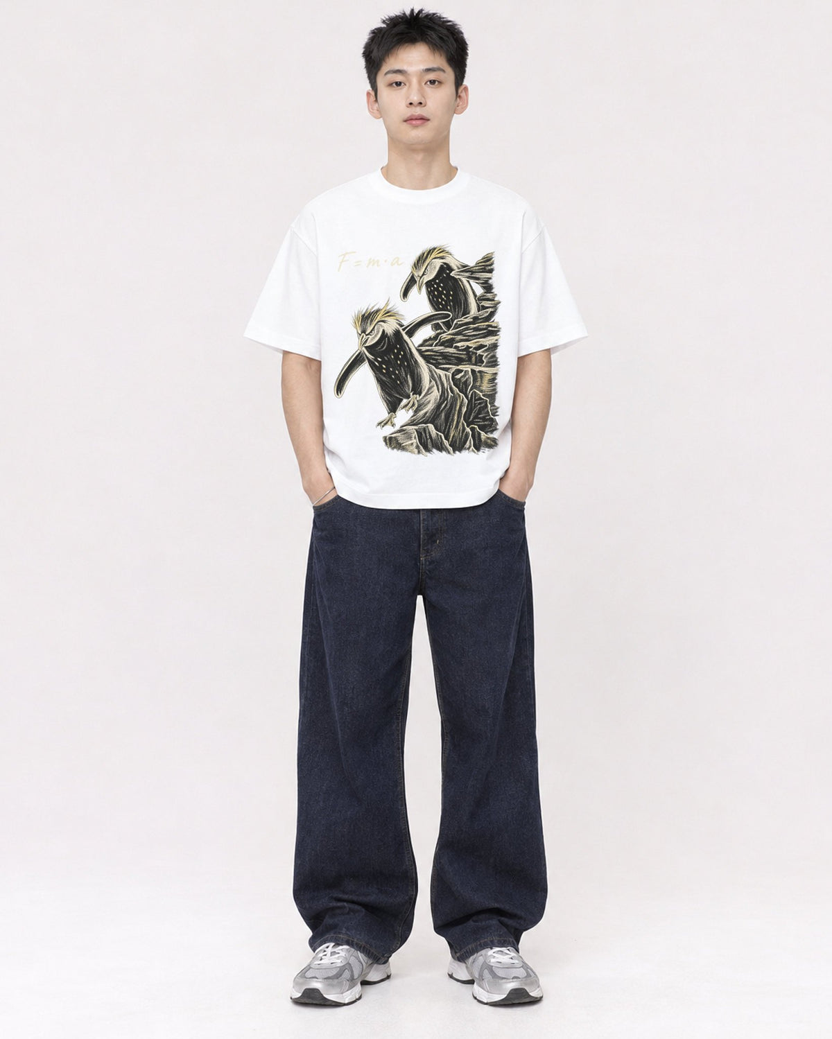 Mockup Boxy Heavyweight Tee White male full-body 21