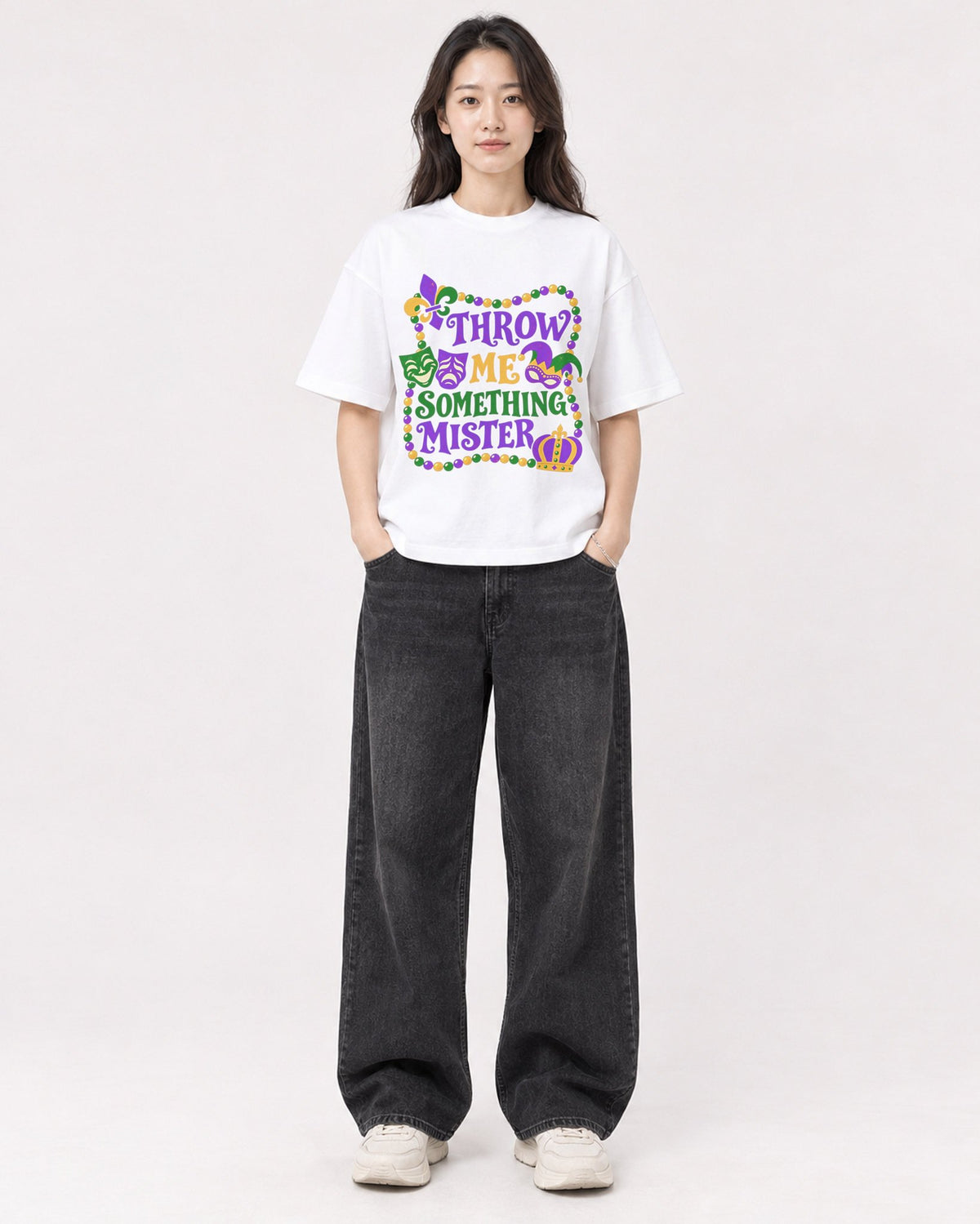 Mockup Boxy Heavyweight Tee White female full-body 03