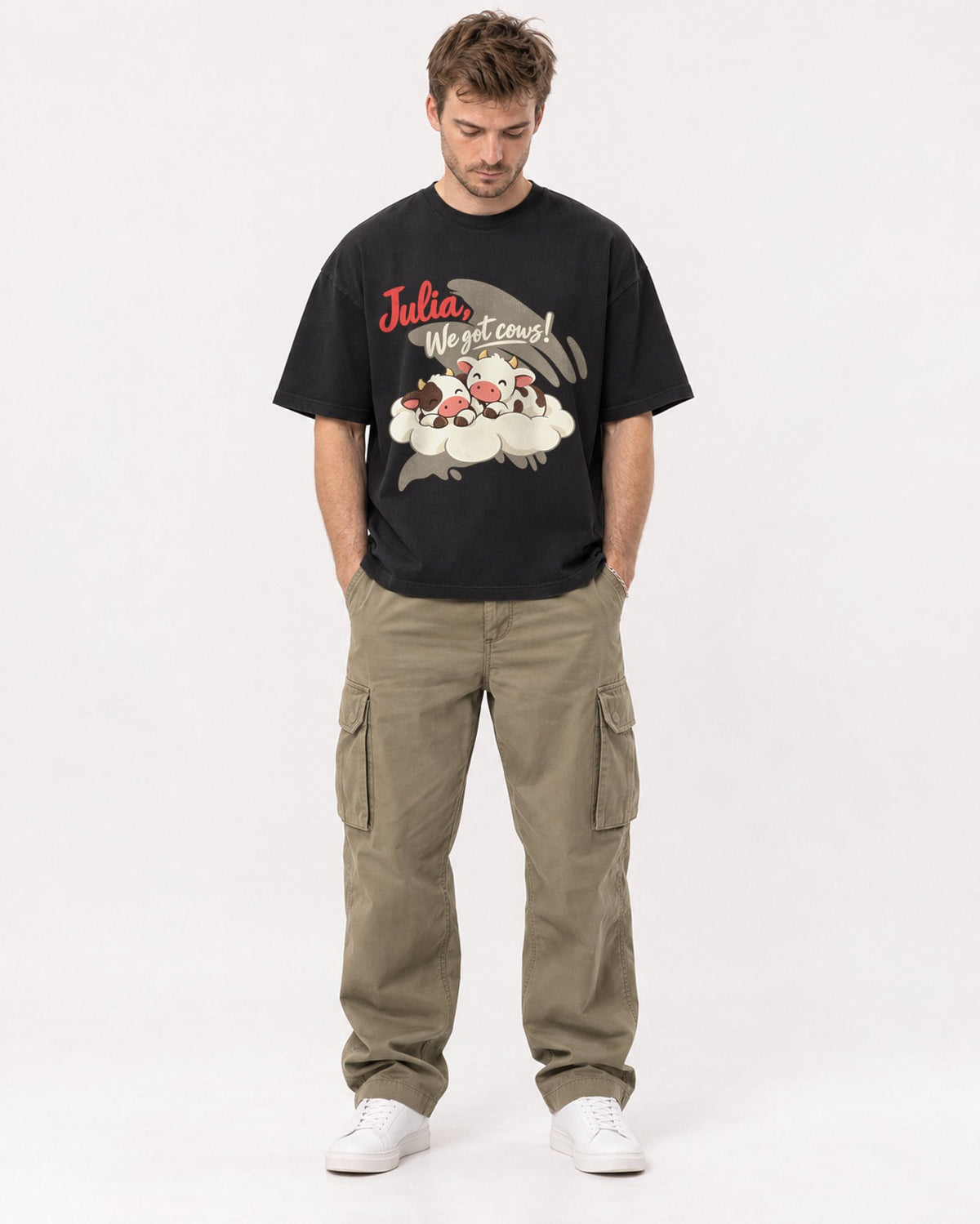 Mockup Boxy Heavyweight Tee Black male full-body 08