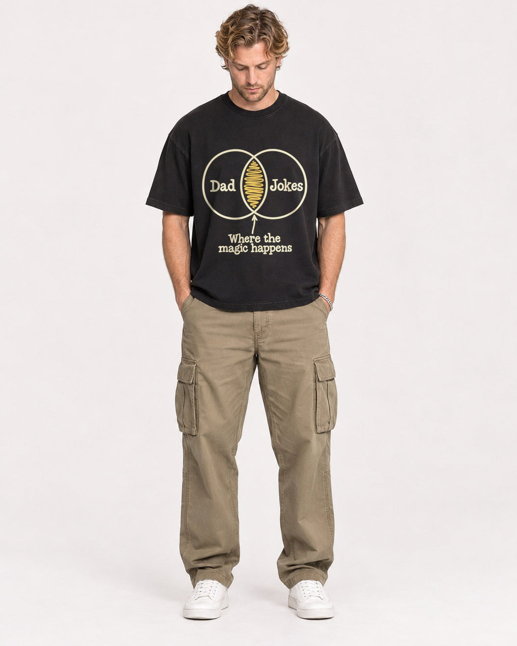 Mockup Boxy Heavyweight Tee Black male full-body 28