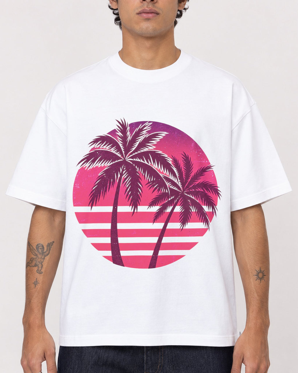 Mockup Boxy Heavyweight Tee White male close-up 06