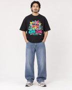 Mockup Boxy Heavyweight Tee Black male full-body 22