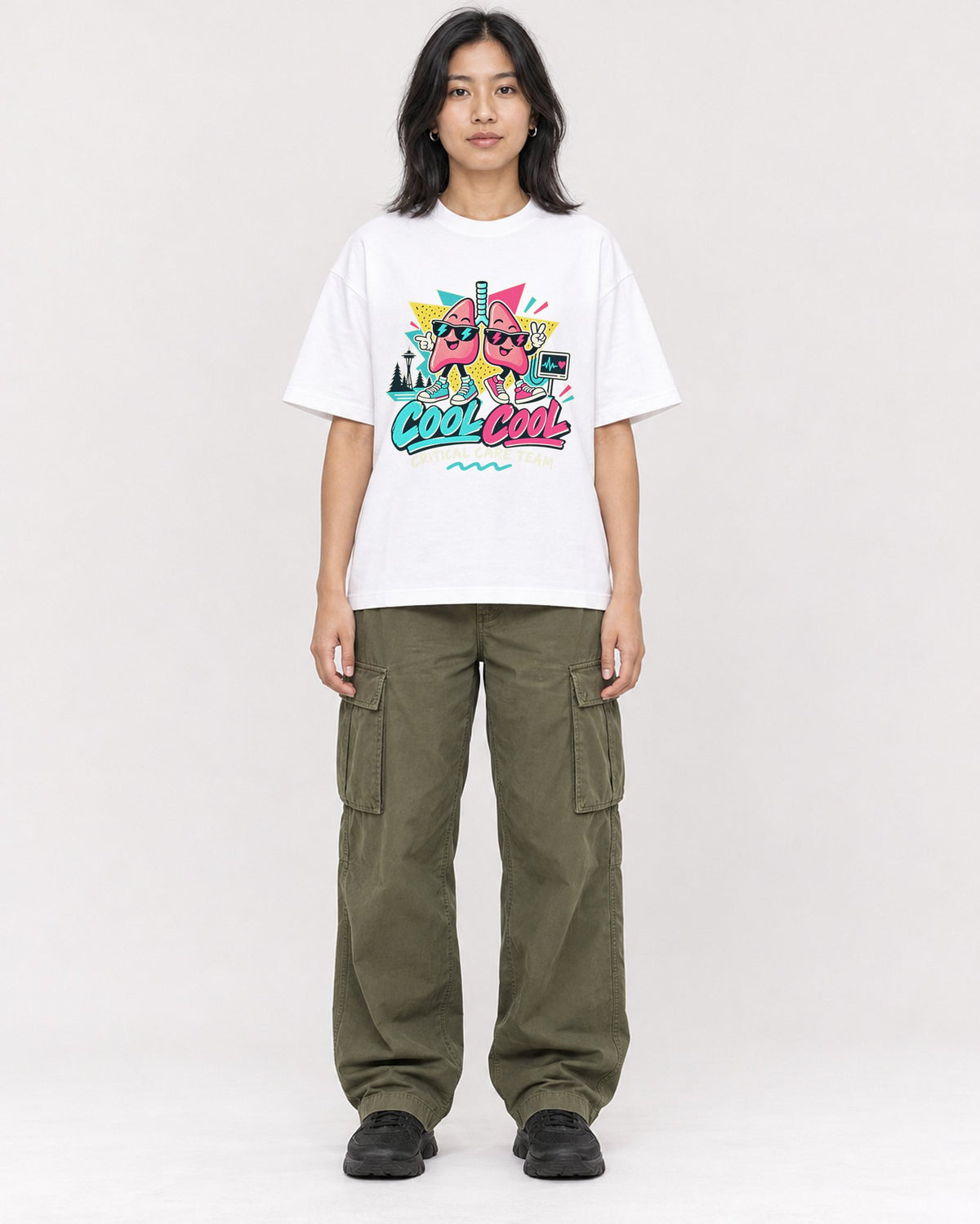 Mockup Boxy Heavyweight Tee White female full-body 22