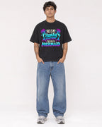 Mockup Boxy Heavyweight Tee Black male full-body 06