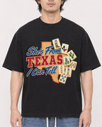 Mockup Boxy Heavyweight Tee Black male close-up 03