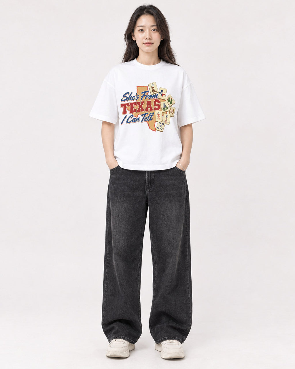 Mockup Boxy Heavyweight Tee White female full-body 03