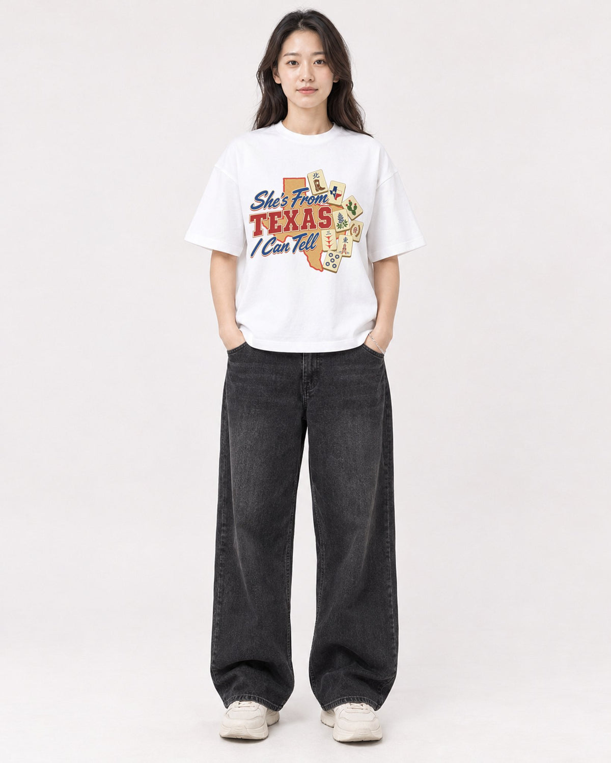 Mockup Boxy Heavyweight Tee White female full-body 03